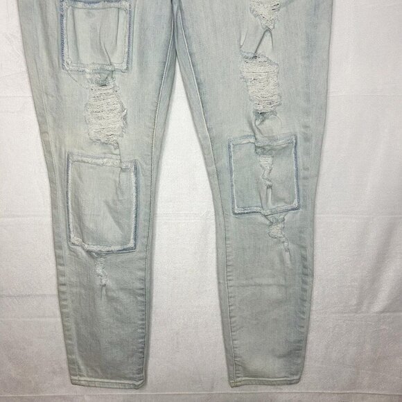 7 For All Mankind Patched and Distressed Jeans Skinny Light Wash 27x28 RARE - Picture 3 of 8